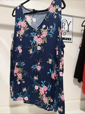torrid Navy Floral Cold-Shoulder Tank Top